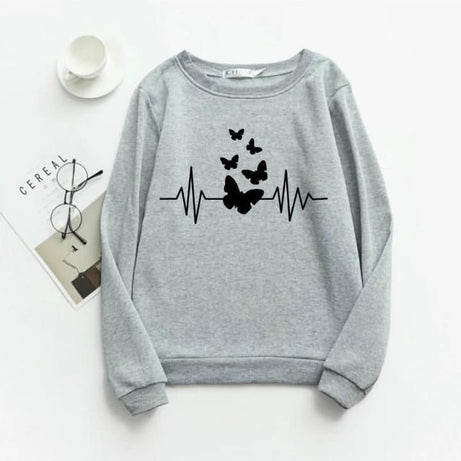 CLASSY HEARTBEAT BUTTERFLY Thick & Fleece Fabric Rib Sweatshirt for Winter sweatshirt Fashion Wear for Women / Girls - Oshi.pk - Buy & Sell Online