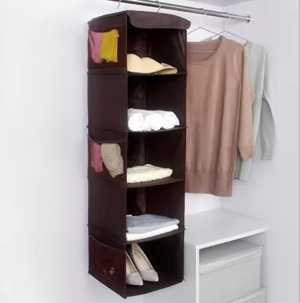 Closet Organizer Hanging Storage Bag Wardrobe Cloth Organizer 5 Layers Shelf Foldable Clothing Storage Rack Shelves - Oshi.pk - Buy & Sell Online