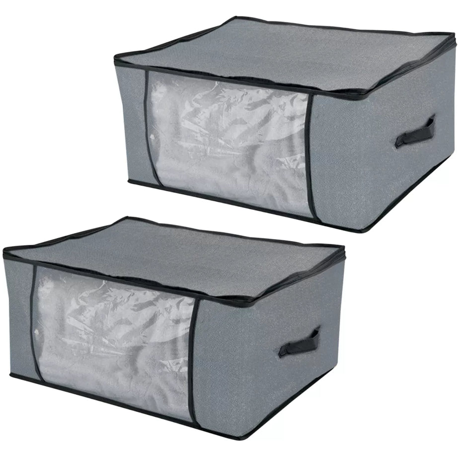 Clothes Storage Bag Organizer Bag Two-Way Zippers Water-resistant Wardrobe Space Saver High Quality Non-Woven Fabric- (Pack Of 2 ) - Oshi.pk - Buy & Sell Online