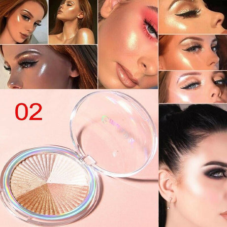 CmaaDu 3D Shimmer Highlighter Face Powder Palette Face Base Shine Makeup Natural Professional Powder Shimmer Makeup - Oshi.pk - Buy & Sell Online