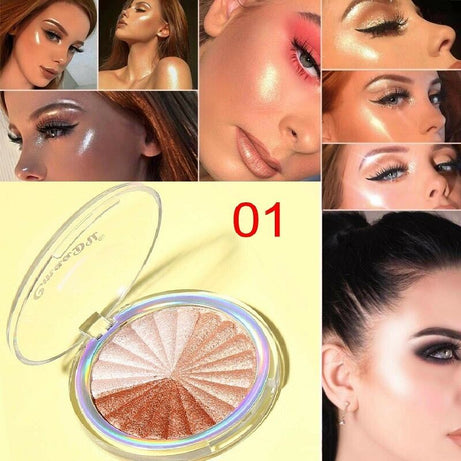 CmaaDu 3D Shimmer Highlighter Face Powder Palette Face Base Shine Makeup Natural Professional Powder Shimmer Makeup - Oshi.pk - Buy & Sell Online