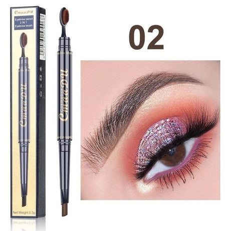 CmaaDu Multi-functional Double ended Eyebrow Brush and Pencil Long Lasting Color No - Oshi.pk - Buy & Sell Online