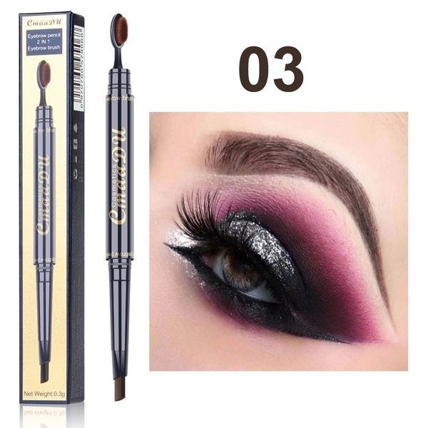 CmaaDu Multi-functional Double ended Eyebrow Brush and Pencil Long Lasting Color No - Oshi.pk - Buy & Sell Online