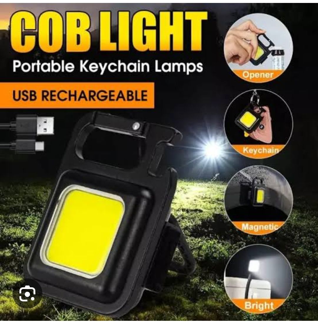 COB Rechargeable Keychain Mini Small Flashlight 3 Light Modes Portable Pocket Light with Folding Bracket Bottle Opener and Magnet Base for Fishing, Wa - Oshi.pk - Buy & Sell Online