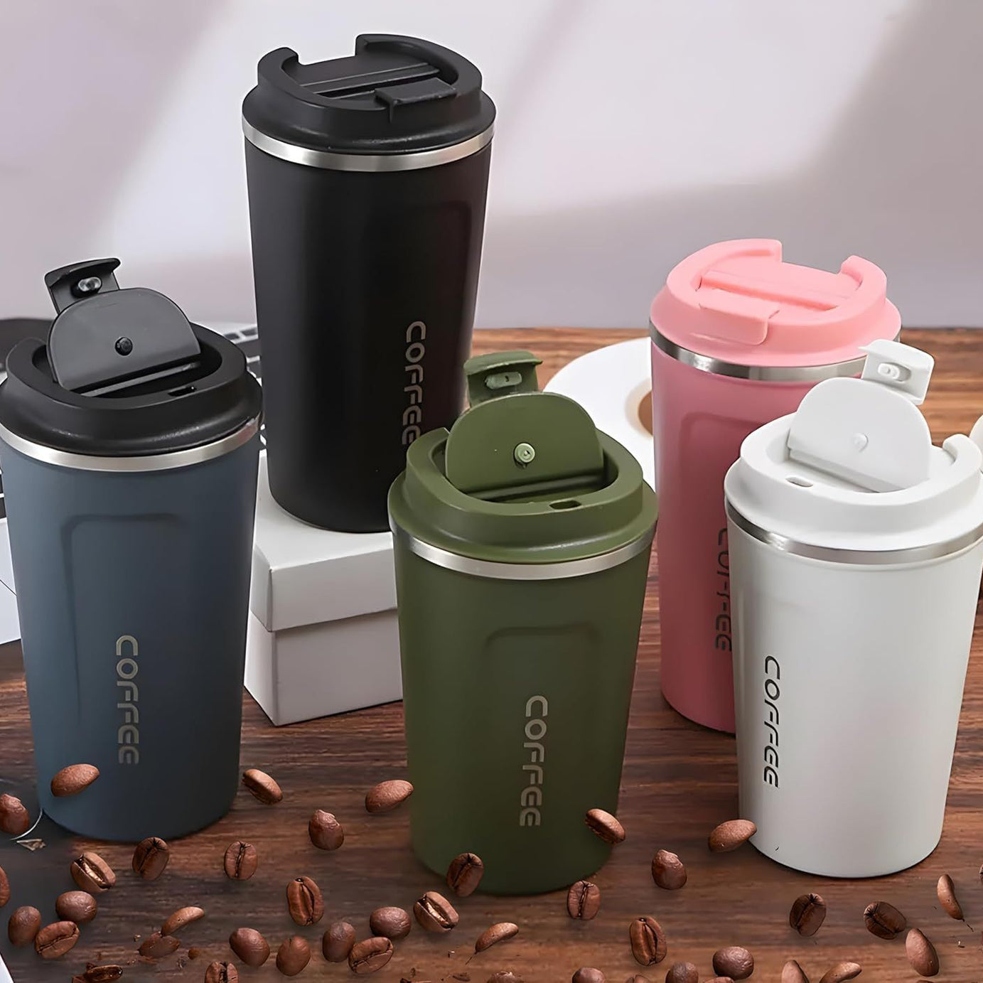 Coffee Mug Vacuum Tumbler Thermos Heat Preservation Stainless Steel 510ML Travel Portable Mug Coffee Milk Cup Vacuum Flasks Thermo Cup Travel Mug - Oshi.pk - Buy & Sell Online