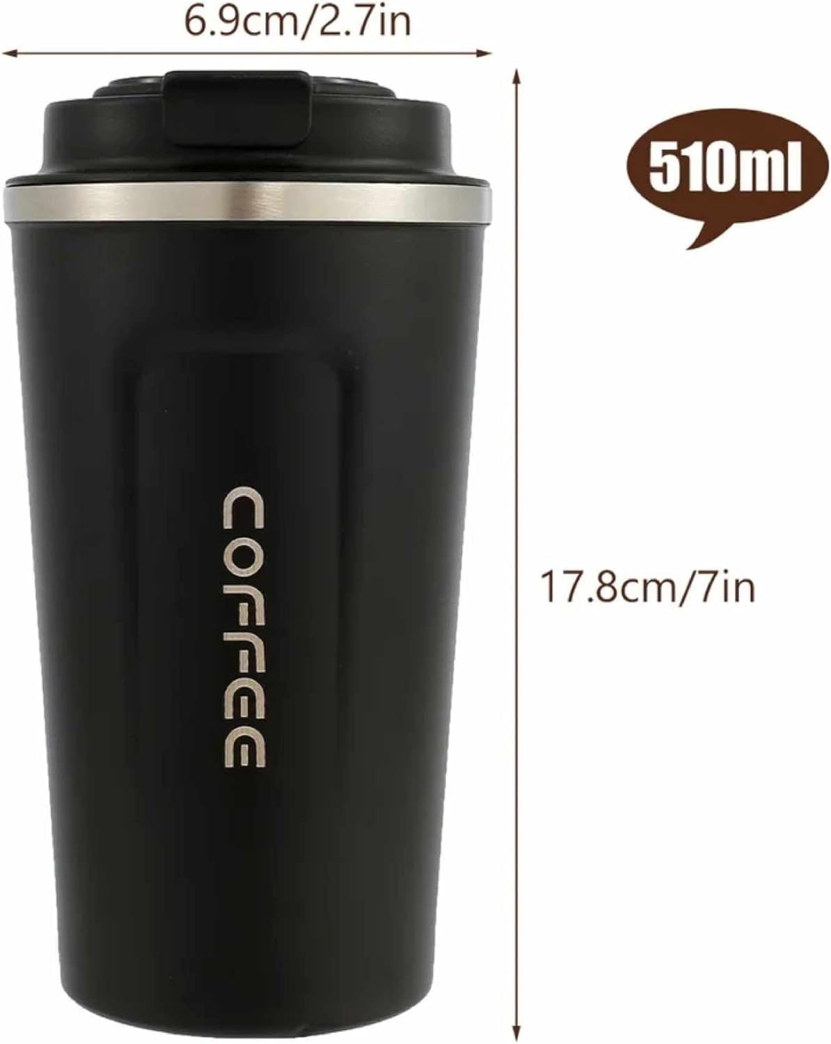 Coffee Mug Vacuum Tumbler Thermos Heat Preservation Stainless Steel 510ML Travel Portable Mug Coffee Milk Cup Vacuum Flasks Thermo Cup Travel Mug - Oshi.pk - Buy & Sell Online