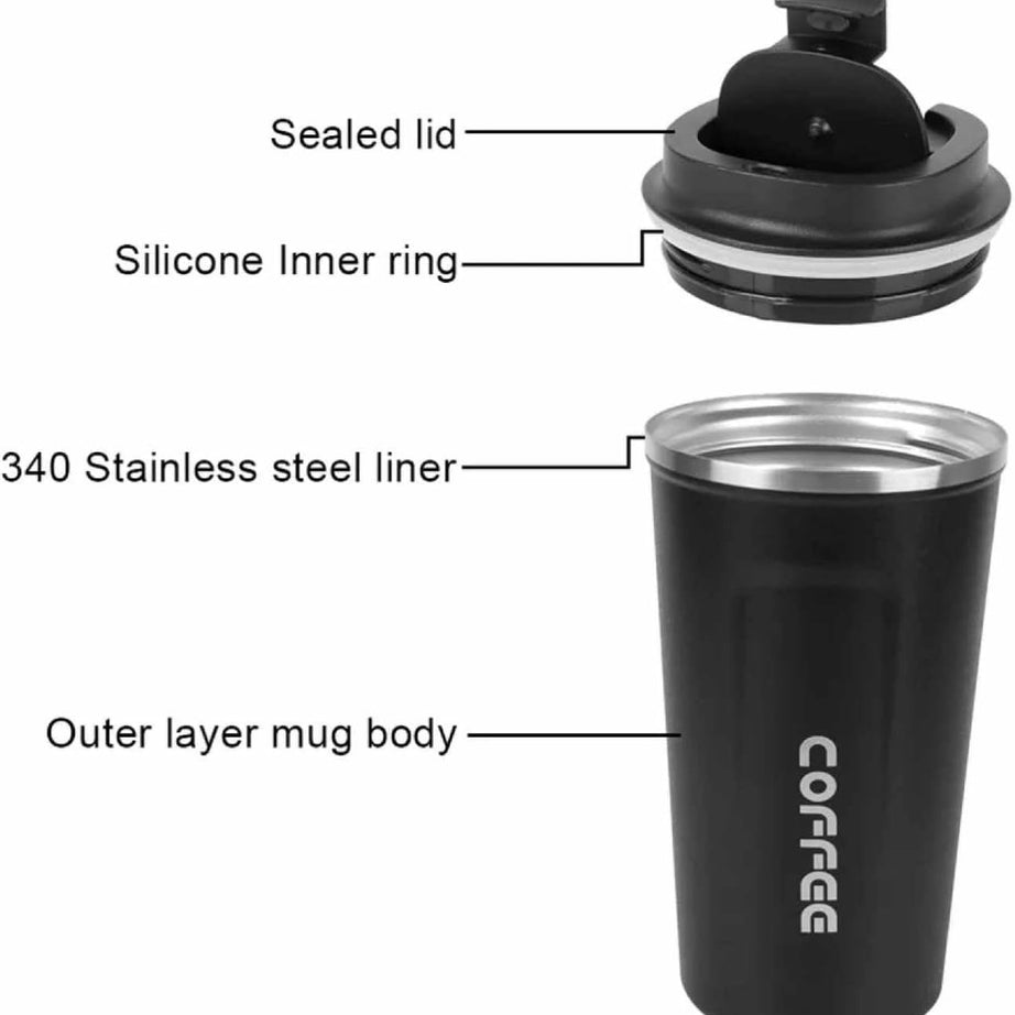 Coffee Mug Vacuum Tumbler Thermos Heat Preservation Stainless Steel 510ML Travel Portable Mug Coffee Milk Cup Vacuum Flasks Thermo Cup Travel Mug - Oshi.pk - Buy & Sell Online