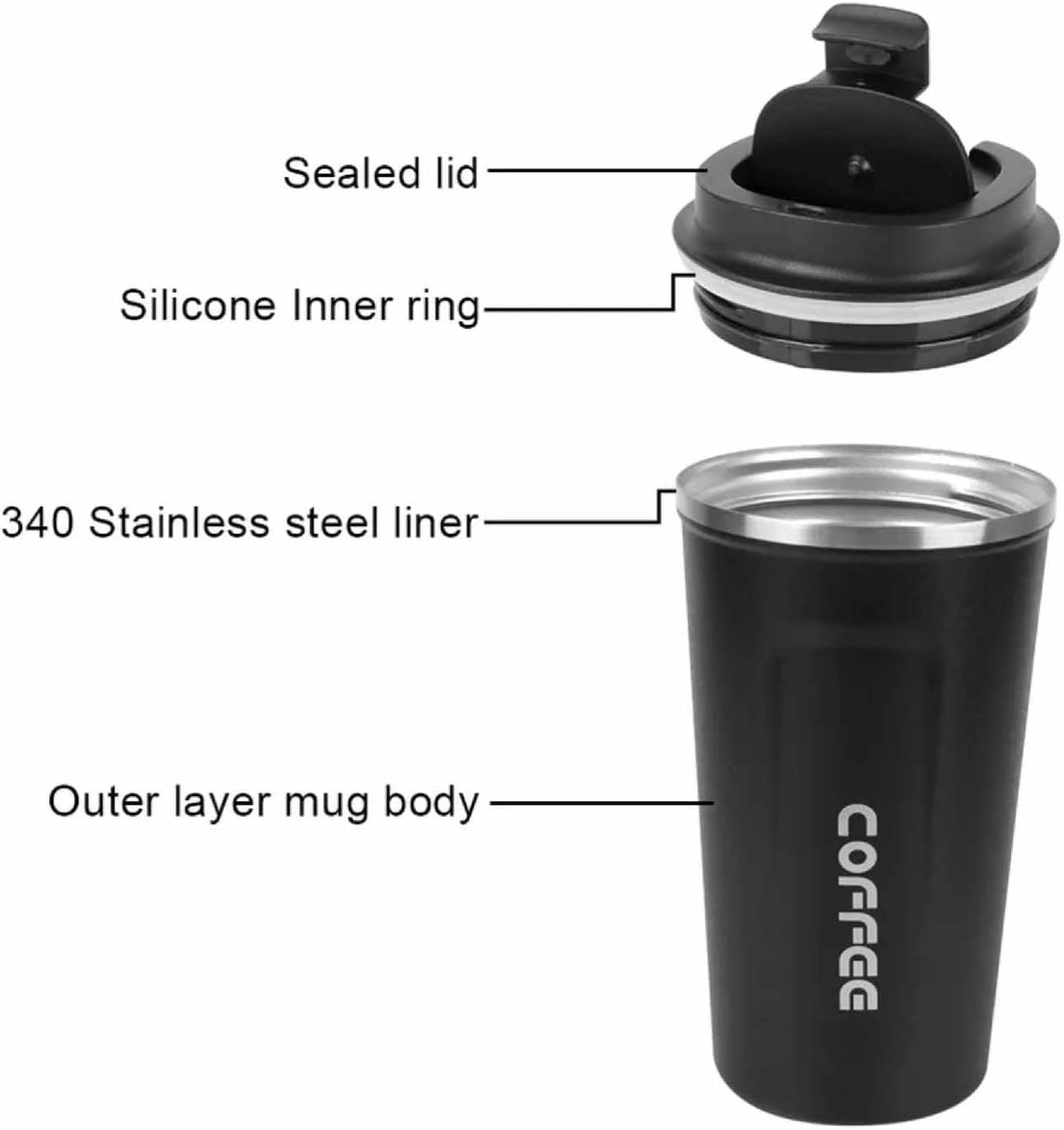 Coffee Mug Vacuum Tumbler Thermos Heat Preservation Stainless Steel 510ML Travel Portable Mug Coffee Milk Cup Vacuum Flasks Thermo Cup Travel Mug - Oshi.pk - Buy & Sell Online
