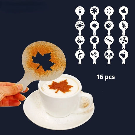 Coffee Stencil Template 16 pcs / Pack Different Design Filter Coffee Maker - Oshi.pk - Buy & Sell Online