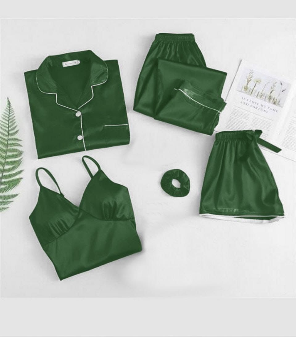 Collar Style 5-Pcs Stiched Silk Night-Suit. - Oshi.pk - Buy & Sell Online