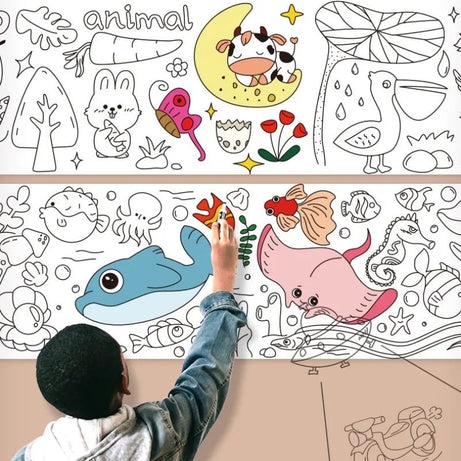 Coloring Paper Roll for Kids, Toddler Drawing Paper Roll, Squeaky Clean Sticky Wall Painting Stickers Set - Oshi.pk - Buy & Sell Online