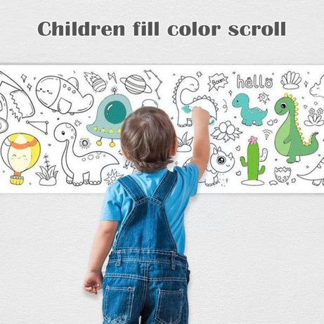 Coloring Paper Roll For Kids, Toddler Drawing Paper Roll, Squeaky Clean Sticky Wall Painting Stickers Set - Oshi.pk - Buy & Sell Online