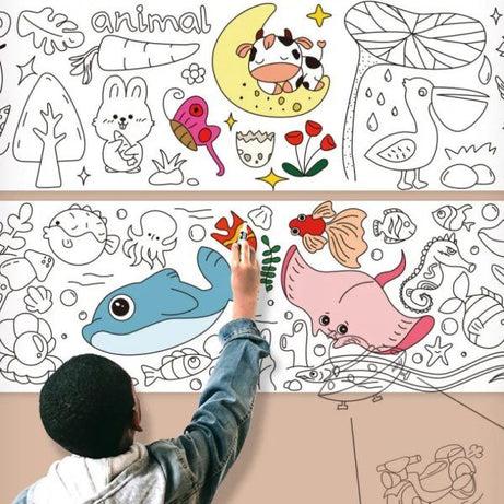 Coloring Paper Roll For Kids, Toddler Drawing Paper Roll, Squeaky Clean Sticky Wall Painting Stickers Set - Oshi.pk - Buy & Sell Online