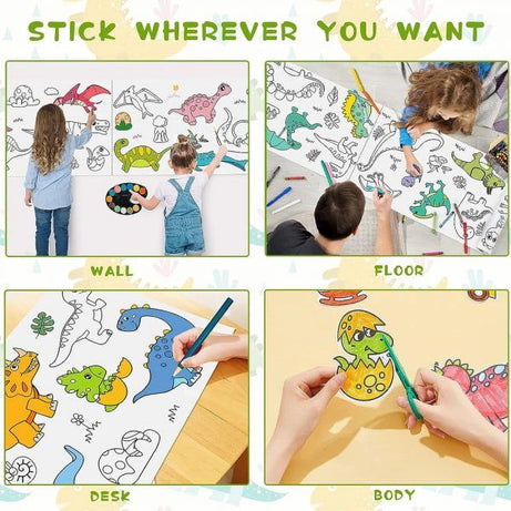Coloring Paper Roll For Kids, Toddler Drawing Paper Roll, Squeaky Clean Sticky Wall Painting Stickers Set - Oshi.pk - Buy & Sell Online