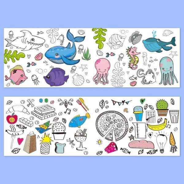 Coloring Paper Roll For Kids, Toddler Drawing Paper Roll, Squeaky Clean Sticky Wall Painting Stickers Set - Oshi.pk - Buy & Sell Online