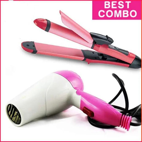 Combo Of Hair Dryer Plus 2 In 1 Hair Straightener & Curler - Oshi.pk - Buy & Sell Online