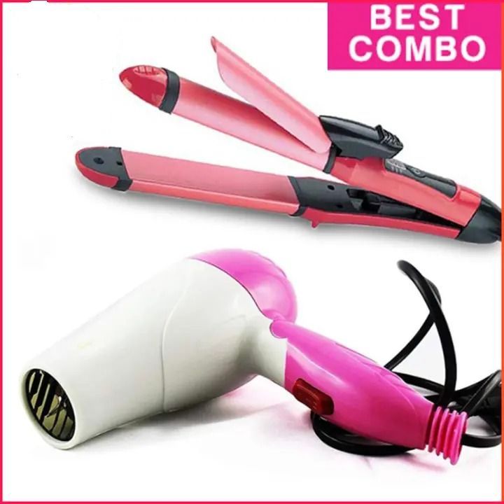 Combo Of Hair Dryer Plus 2 In 1 Hair Straightener & Curler - Oshi.pk - Buy & Sell Online