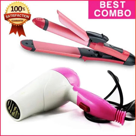 Combo Of Hair Dryer Plus 2 In 1 Hair Straightener & Curler - Oshi.pk - Buy & Sell Online