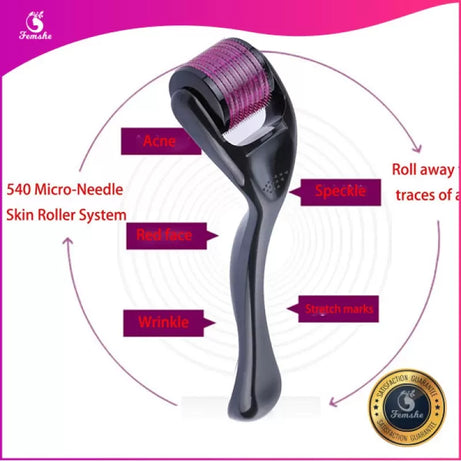 Combo pack of 2 Derma Roller Skin Therapy 0.5 with 540 Micro and Jade Roller Anti-Aging Natural Stone Jade Roller with Noiseless Double Heads for Face - Oshi.pk - Buy & Sell Online