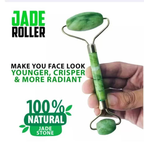 Combo pack of 2 Derma Roller Skin Therapy 0.5 with 540 Micro and Jade Roller Anti-Aging Natural Stone Jade Roller with Noiseless Double Heads for Face - Oshi.pk - Buy & Sell Online