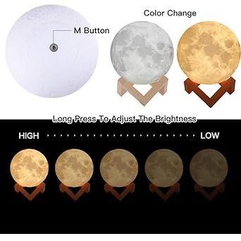 CONFETTI GIFTS 3D Moon Lamp 7 Colour 15 cm Changeable Sensor for Bedroom, Touch Moonlight Lamp with Stand & USB for Bedside, Valentine Wedding Gifts, - Oshi.pk - Buy & Sell Online