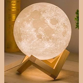 CONFETTI GIFTS 3D Moon Lamp 7 Colour 15 cm Changeable Sensor for Bedroom, Touch Moonlight Lamp with Stand & USB for Bedside, Valentine Wedding Gifts, - Oshi.pk - Buy & Sell Online