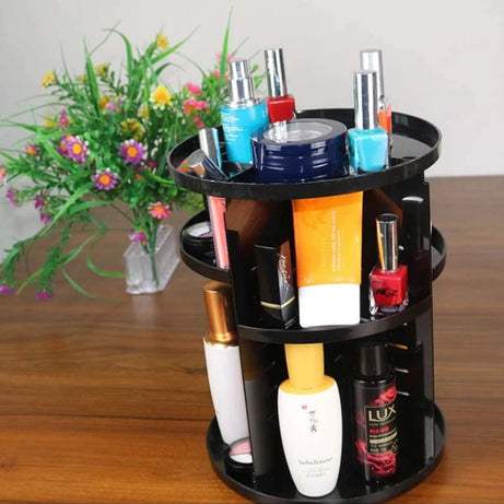 Cosmetics Makeup Organizer 3D Rotating 360 Degree Spinning Moving Make up Storage Rack Adjustable Assembly Skin Care Holder Bathroom Display Case - Oshi.pk - Buy & Sell Online
