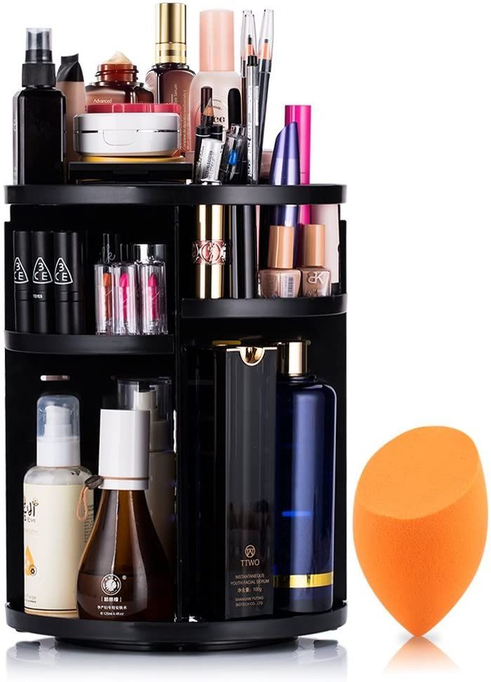Cosmetics Makeup Organizer 3D Rotating 360 Degree Spinning Moving Make up Storage Rack Adjustable Assembly Skin Care Holder Bathroom Display Case - Oshi.pk - Buy & Sell Online