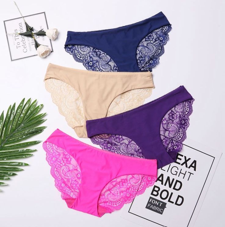 Pack of 3 Breathable Seamless Interior Lace Satin Womens Net Panties - Oshi.pk - Buy & Sell Online