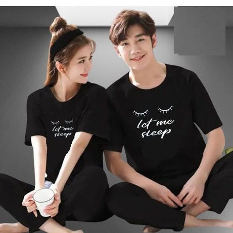 Couple Let Me Sleep Tshirt Pajama Half Sleeves Night Dress By Hk Oufits - Oshi.pk - Buy & Sell Online