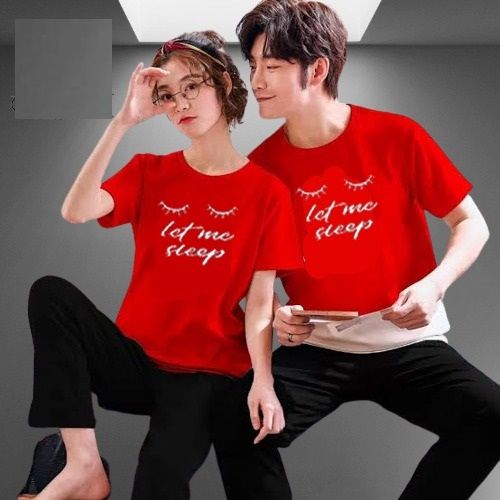Couple Let Me Sleep Tshirt Pajama Half Sleeves Night Dress By Hk Oufits - Oshi.pk - Buy & Sell Online