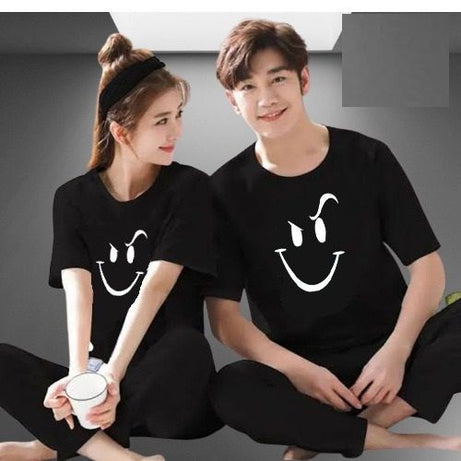 Couple Naughty Smile Tshirt Pajama Half Sleeves Night Dress By Hk Oufits - Oshi.pk - Buy & Sell Online