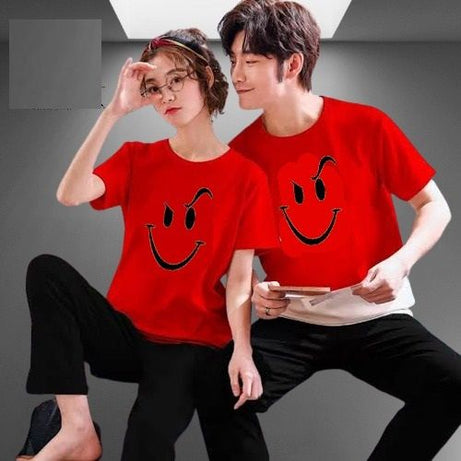 Couple Naughty Smile Tshirt Pajama Half Sleeves Night Dress By Hk Oufits - Oshi.pk - Buy & Sell Online