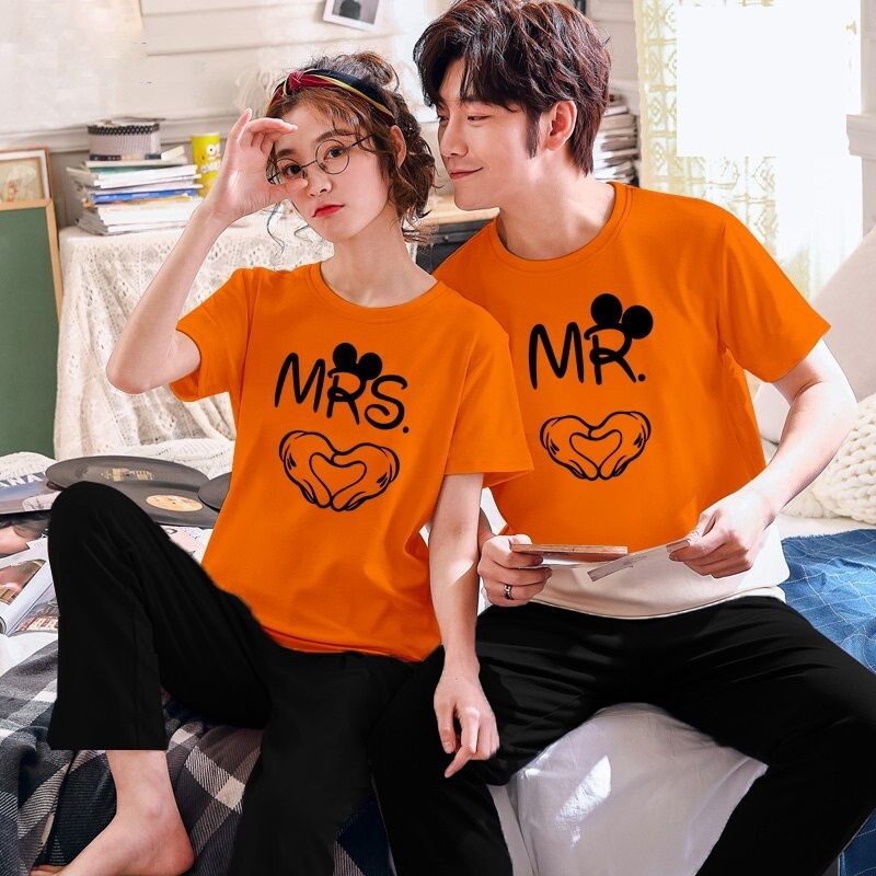 Couple Hubby Wifey Tshirt Pajama Half Sleeves Night Dress By Hk Oufits - Oshi.pk - Buy & Sell Online