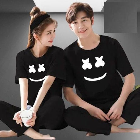 Couple  Smile Tshirt Pajama Half Sleeves Night Dress By Hk Oufits