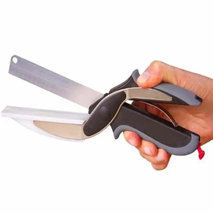 Crockery Mall Multi-Function Clever Scissors Cutter 2 in 1 Knife & Cutting Board Utility Cutter Stainless Steel - Oshi.pk - Buy & Sell Online