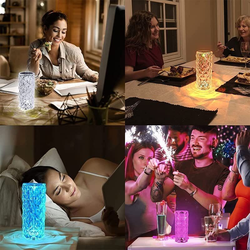 Crystal Diamond Table Lamp, Color Changing Touch Lamp USB Romantic Rose Diamond Table Lamps Remote Touch Creative Lights for Bedroom Living Room - Oshi.pk - Buy & Sell Online