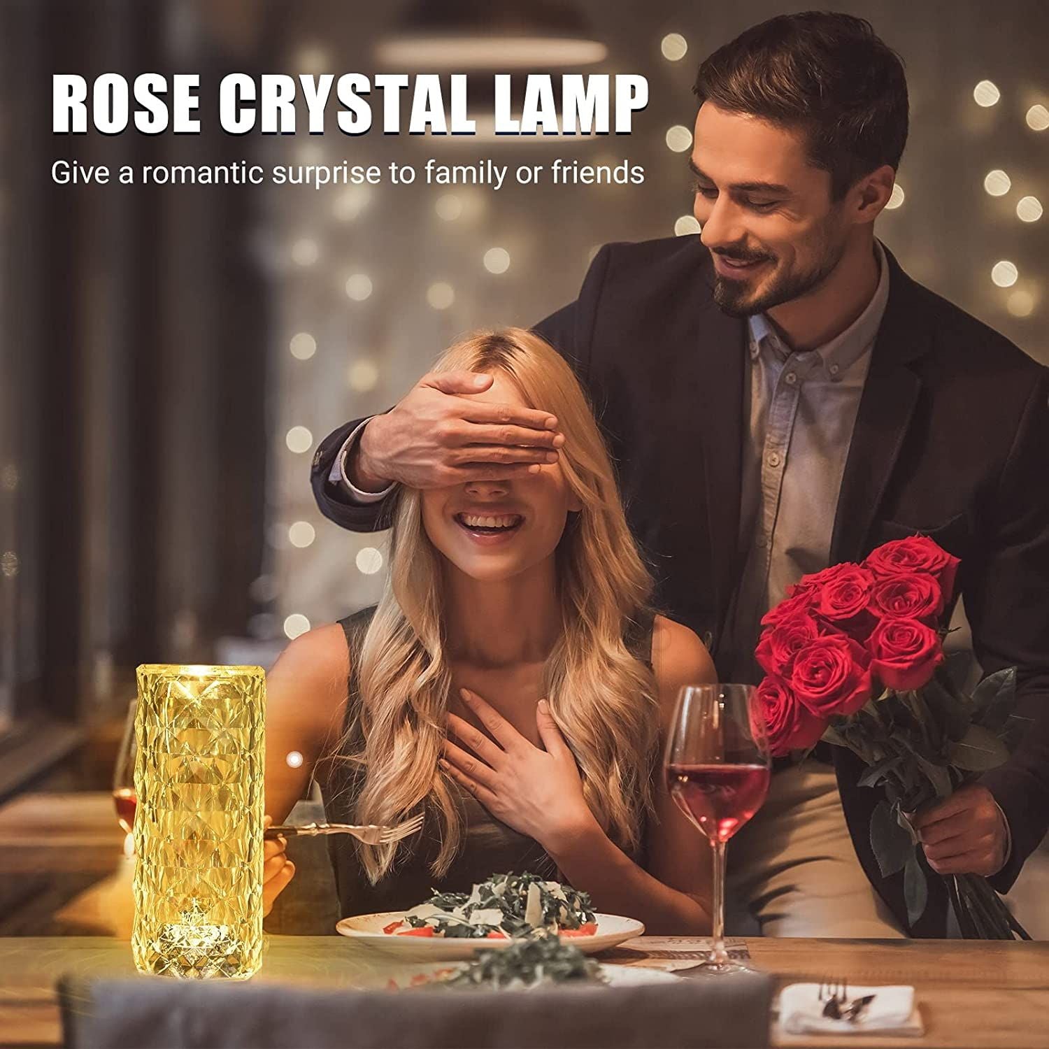 Crystal Diamond Table Lamp, Color Changing Touch Lamp USB Romantic Rose Diamond Table Lamps Remote Touch Creative Lights for Bedroom Living Room - Oshi.pk - Buy & Sell Online