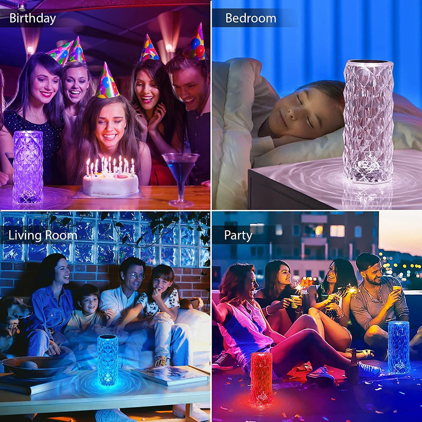 Crystal Diamond Table Lamp, Color Changing Touch Lamp USB Romantic Rose Diamond Table Lamps Remote Touch Creative Lights for Bedroom Living Room - Oshi.pk - Buy & Sell Online