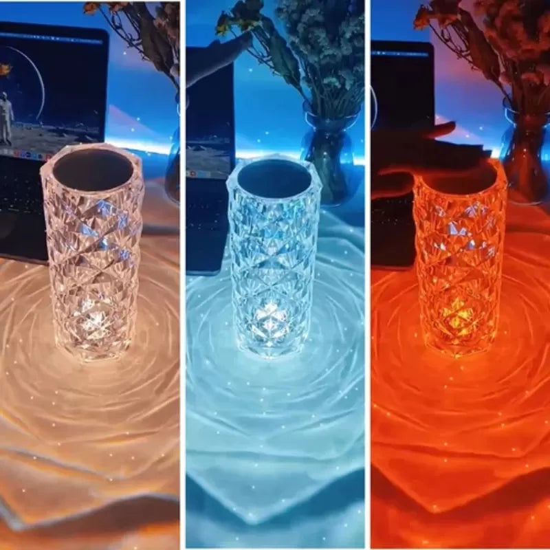 Crystal Diamond Table Lamp, Creative Rose Crystal Lamp, Multi-Color Touch Remote Control Led Atmosphere Table Lamp, USB Charging, for Bedroom/Bar/Rest - Oshi.pk - Buy & Sell Online