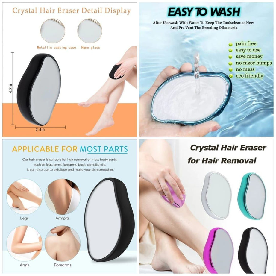 Crystal Hair Eraser Reusable Crystal Hair Remover Magic Painless Exfoliation Hair Removal Tool, Magic Hair Eraser for Back Arms Legs Fast & Easy Cryst - Oshi.pk - Buy & Sell Online