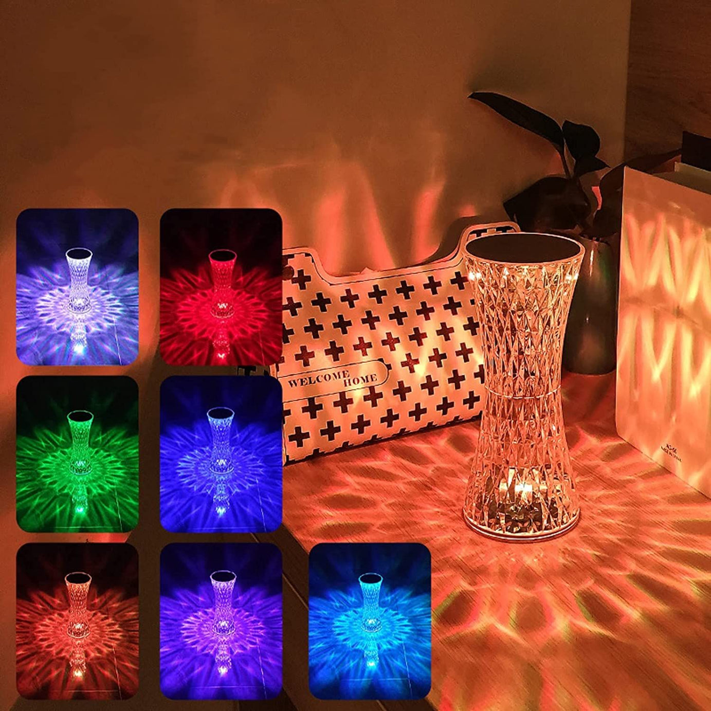 Crystal Table Lamp,16 Color Touch Control Rechargeable Lamp,Acrylic Remote Control Crystal Bedside Lamp,Portable Night Light,Room Decor Desk Lamp,Bedr - Oshi.pk - Buy & Sell Online