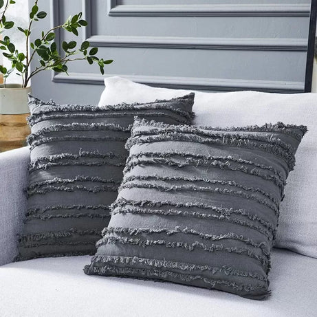 Cushion Cover 2 Pcs Cotton Decorative Lattice Pattern Floor Cushion Super Soft 12 x 12 Inch - Oshi.pk - Buy & Sell Online