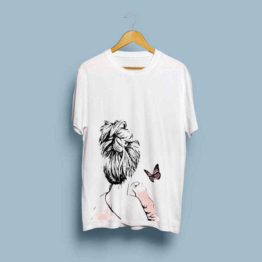 Cute Anime Aesthetic Girl Cotton Half Sleeves O Neck white T Shirt For Women - Oshi.pk - Buy & Sell Online