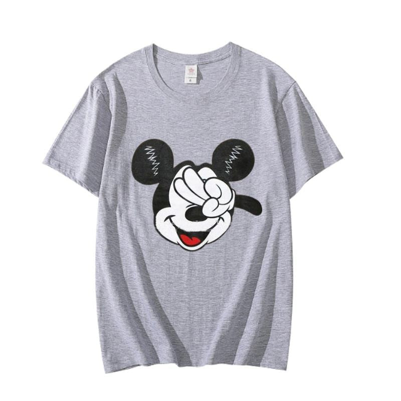 CUTE MICKEY DESIGN TAG Trendy Stylish Printed Amazing Grey T-shirts Round Neck Short Sleeves Casual T-shirts - Oshi.pk - Buy & Sell Online
