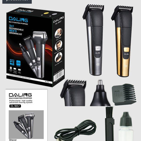 DALING 3 IN 1 MODEL 9057 multifunctional shaver / Ear and Nose Trimmer/ hair clipper for Men, Easy to Use, Cordless use LED display - Oshi.pk - Buy & Sell Online