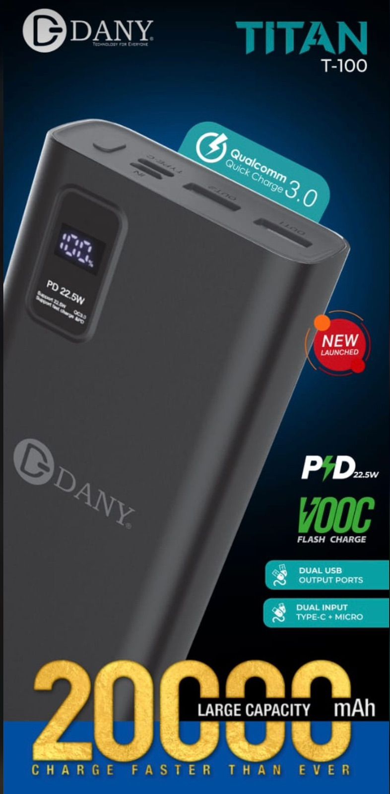Dany Titan T-100 20000Mah Power Bank - Oshi.pk - Buy & Sell Online