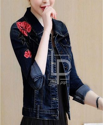 Denim Flower Jacket Winter For Her - Oshi.pk - Buy & Sell Online