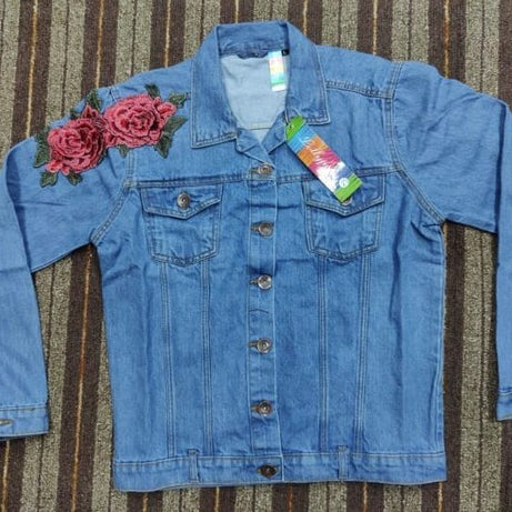 Denim Flower Jacket Winter For Her - Oshi.pk - Buy & Sell Online