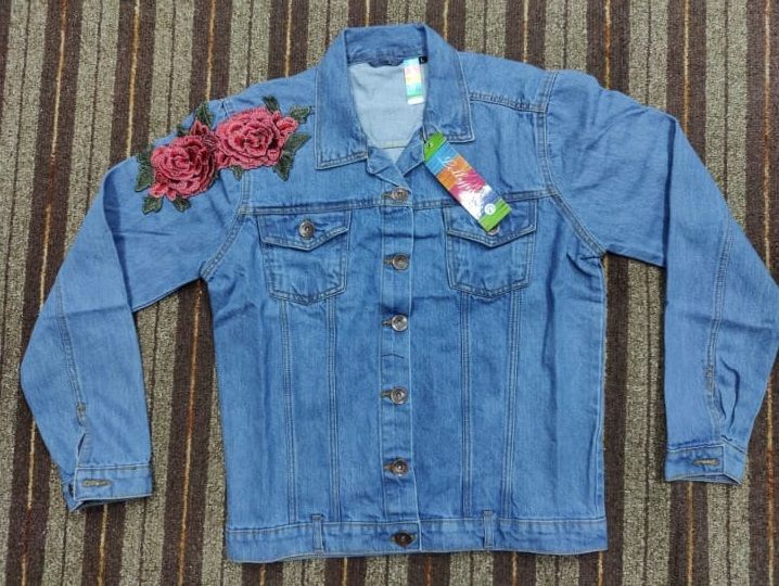 Denim Flower Jacket Winter For Her - Oshi.pk - Buy & Sell Online
